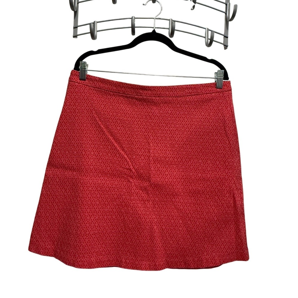 Margaret M Womens XL Red Geometric Jacquard A-Line Skirt Textured Stretch Knit